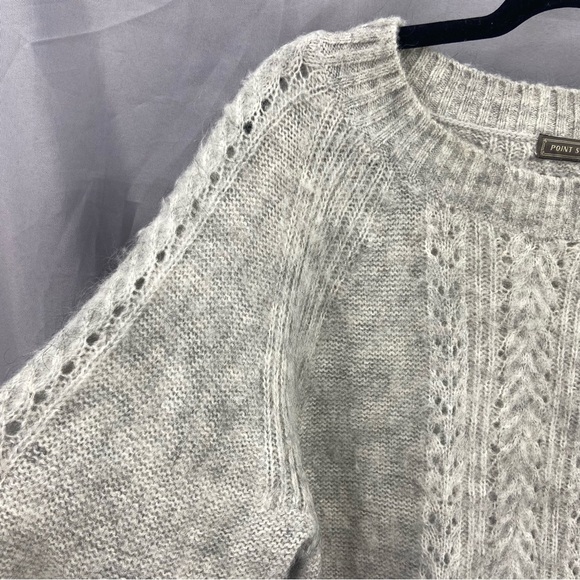 Point Sur Womens Pointelle Sweater Mohair Wool Blend Knitted Gray Small - Picture 3 of 8